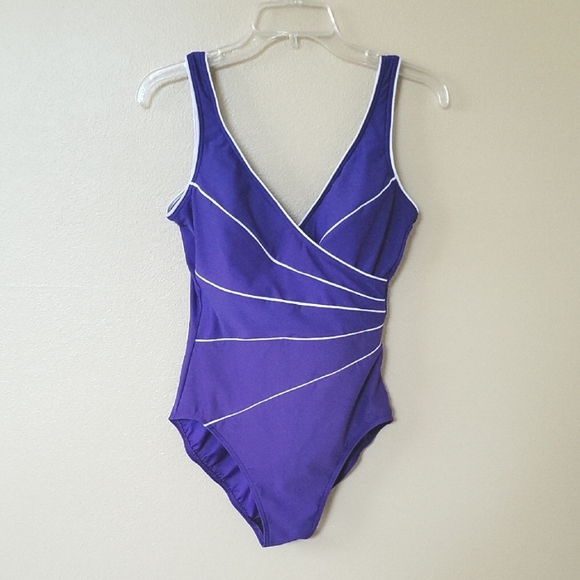Miraclesuit Purple Horizon Slimming One Piece Swimsuit Beach Vacation Swimwear - Picture 1 of 9